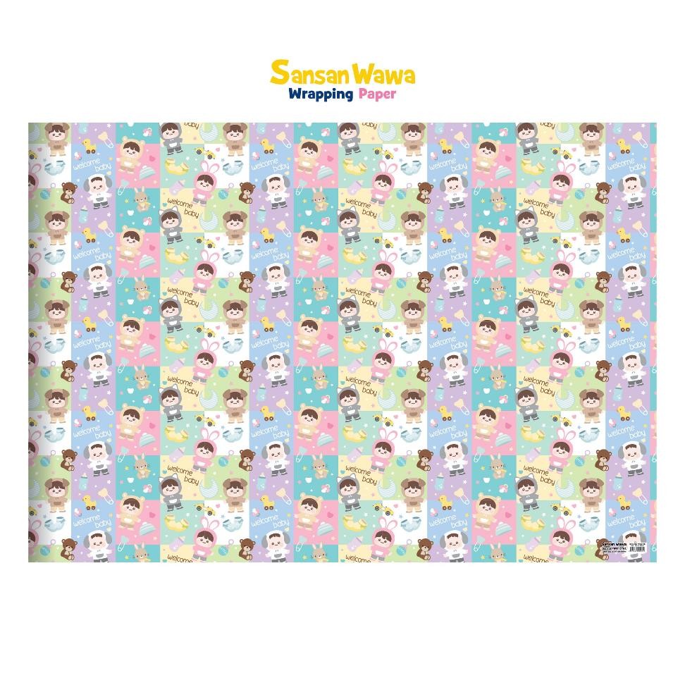 

5 Lembar Kertas Kado Jumbo Sansan Wawa Uk 70 X 100Cm Motif Baby