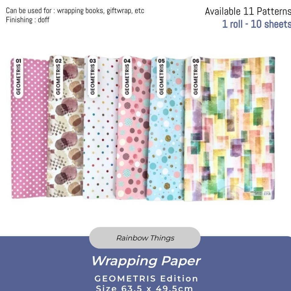 

10Lbr Kertas Kado Sansan Wawa Motif Geometris Uk 63.5 X 49.5 Cm