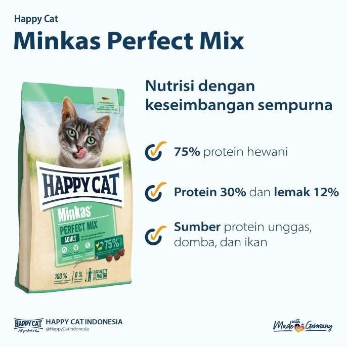 

Happy Cat Makanan Kucing Dewasa Minkas Perfect Mix 4Kg