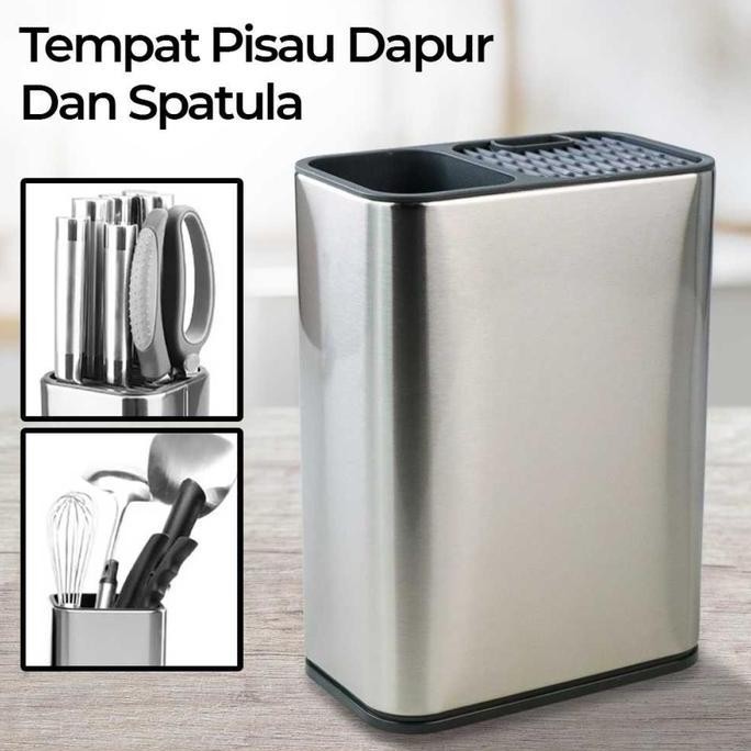 

Tempat Pisau Dapur Spatula Stand Holder Stainless Steel Kn055