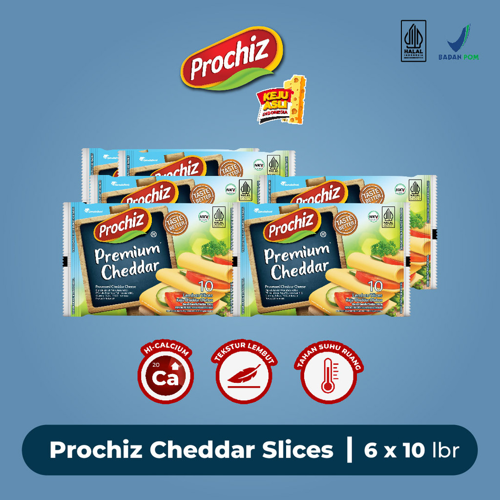 

Keju PROCHIZ Cheddar Slice 10's x 6