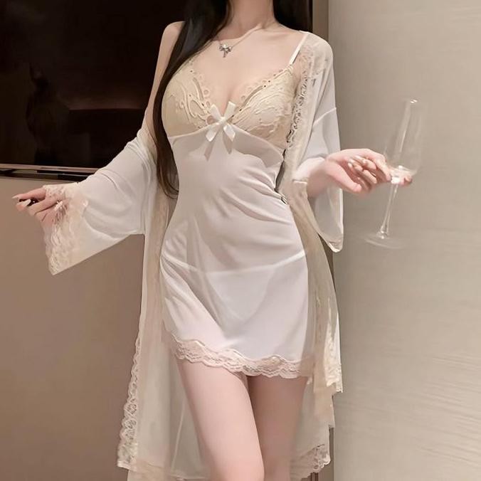 Luckymm - Sleepwear Dress Kimono Wanita Dewasa / Baju Tidur Transparan Setelan 537