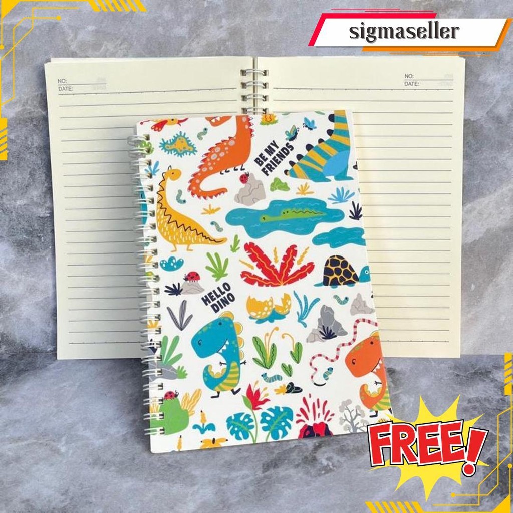 

Buku Ring A5 Karakter Dino Dinosaurus Notes Binder Tulis Karakter Lucu Tulis Siap Kirim