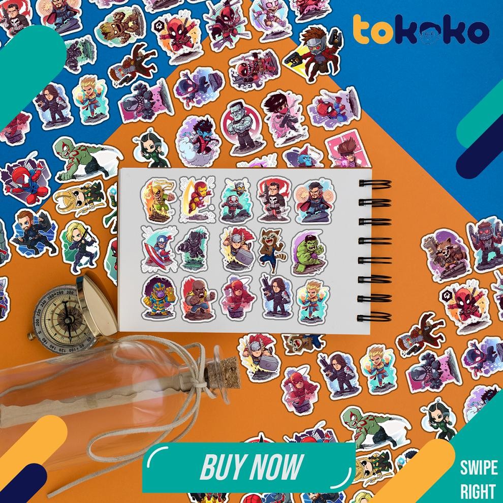 

NOG Stiker Cutting Marvel Chibi Superhero Paper Vinyl Dekorasi Laptop Koper Tumbler Kulkas DIY Viral Kekinian Terbaru 2025 PI-75