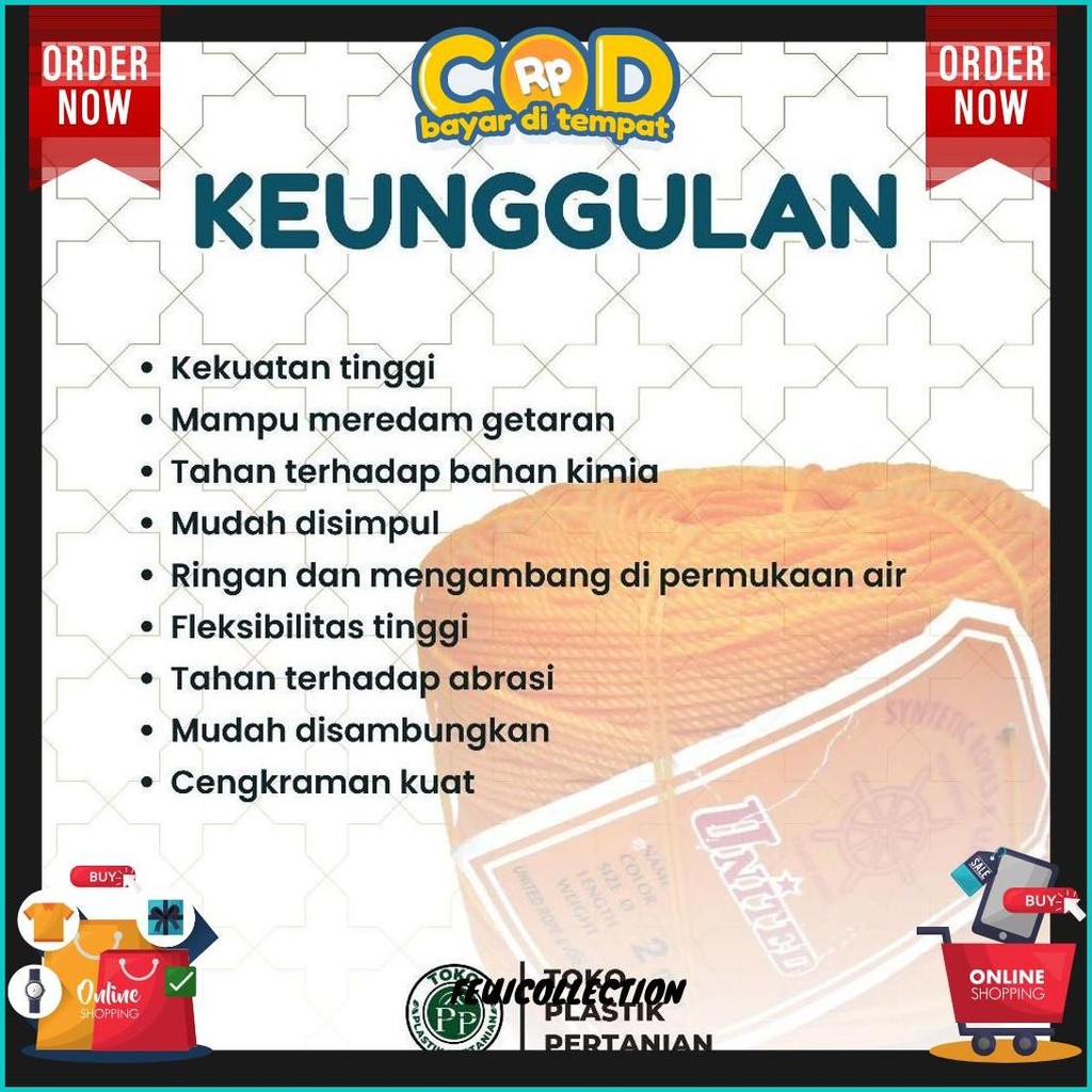 

Tali Tampar United Serbaguna Ukuran 1.5 Mm 1 Roll / Panjang 220 Meter Bisa Cod