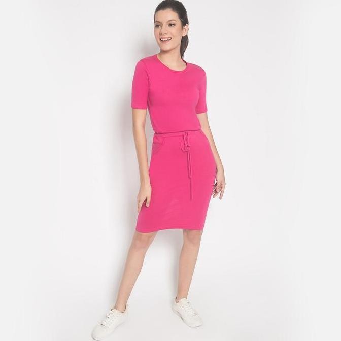 Slim Fit - Sweater Wanita - Motif Dress - Pink - Lengan Pendek