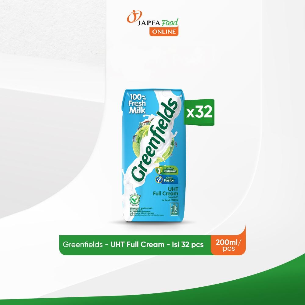 

Greenfields Susu UHT Full Cream 200 ml - isi 32 pcs -100% Fresh Milk dari Greenfields Farm