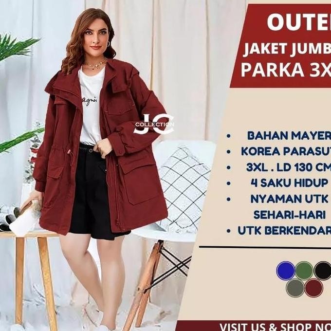 JUMBO JAKET PARKA WANITA HOODIE +KANTONG TEBAL NYAMAN LD 130