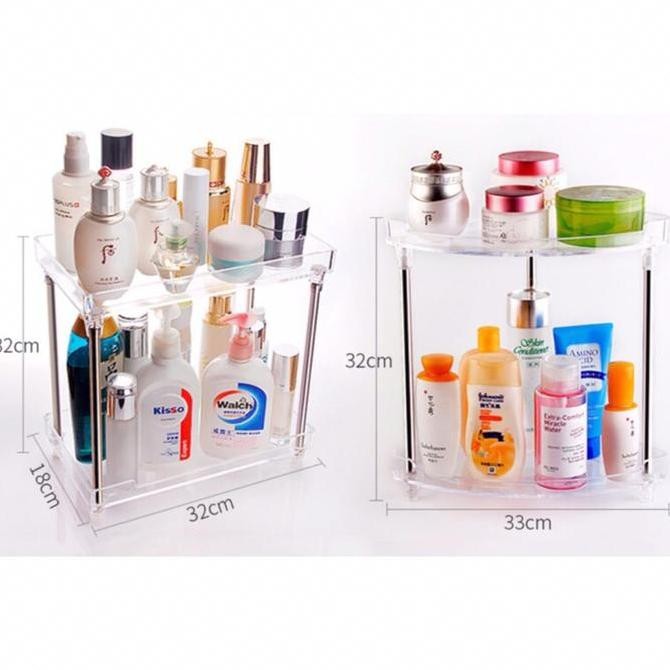 Promo Ready Stock Rak Kosmetik Acrylic 2 / 3 Tingkat Serbaguna Multifungsi