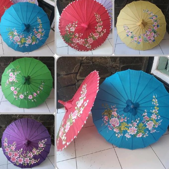 Buruan beli] payung geulis/payung hias/dekorasi payung geulis kain saten lukis bunga,ukuran besar de