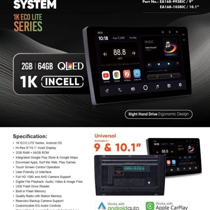 '' Head Unit Android 9" Orca Adr-9988 New Versi 2021 ''