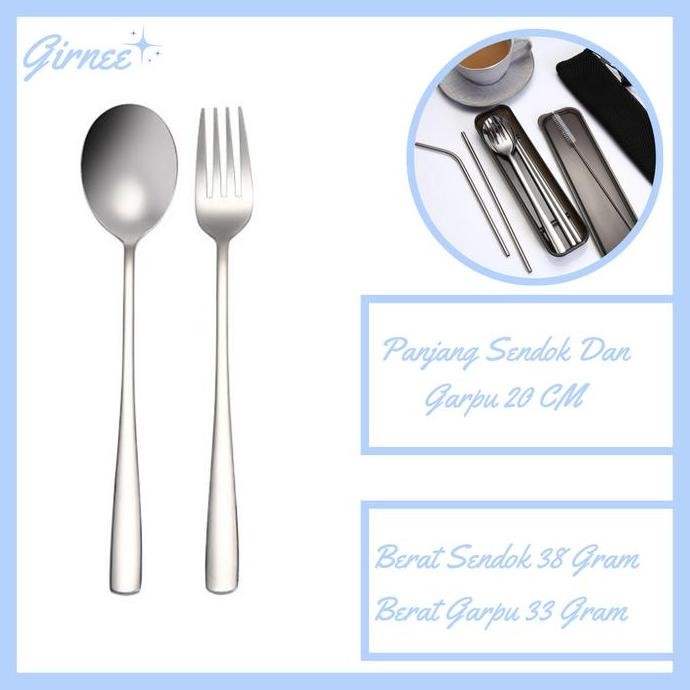 (COD) Termurah Paket Alat Makan Minum Sujeo Korea Hitam [7IN1]/Sendok Garpu Sumpit Sedotan Sujeo Kor