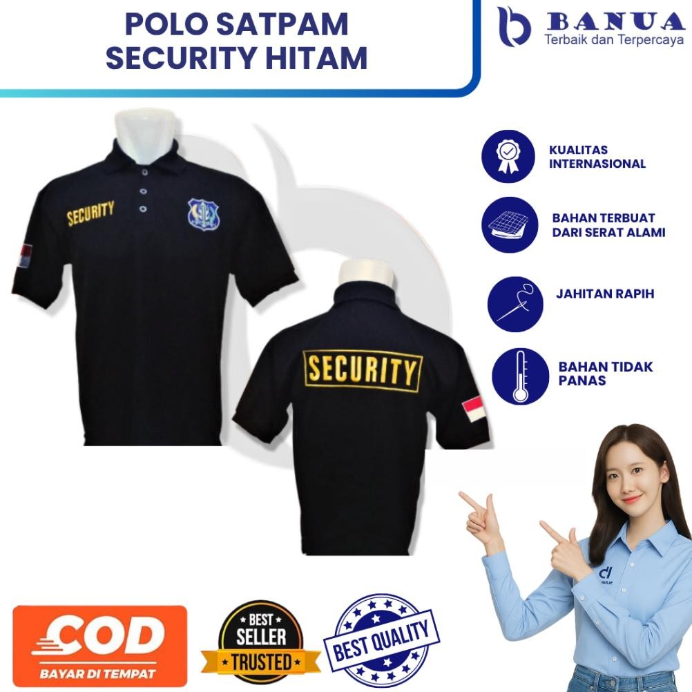 Baju Polo Satpam Security Hitam || Seragam Baju Polo Security || Polo Satpam || Polo Satpam Hitam