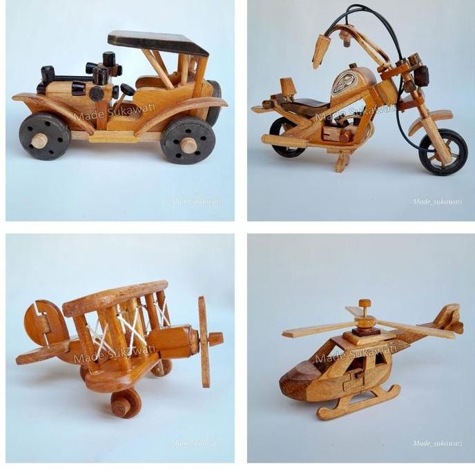 

((((()paling dicari] Miniatur mobil klasik motor pesawat helikopter kerajinan kayu handmade