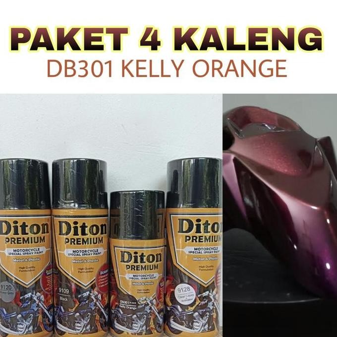 Paket 4 Kaleng Pilox Cat Pilox Diton Premium Bunglon Db301 Kely Orange