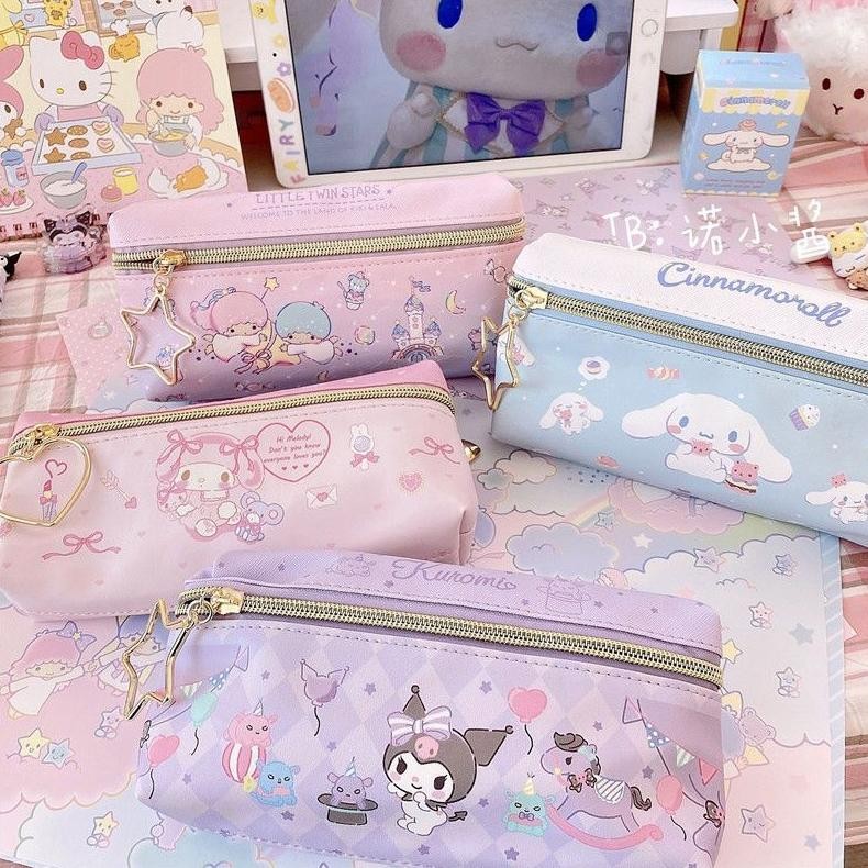

Un04 Tempat Pensil Terbaru 2 Sisi / Kotak Pensil Sanrio Terbaru /Pencil Case Cinnamoroll Kueomi Melody 2 Sekat Un04
