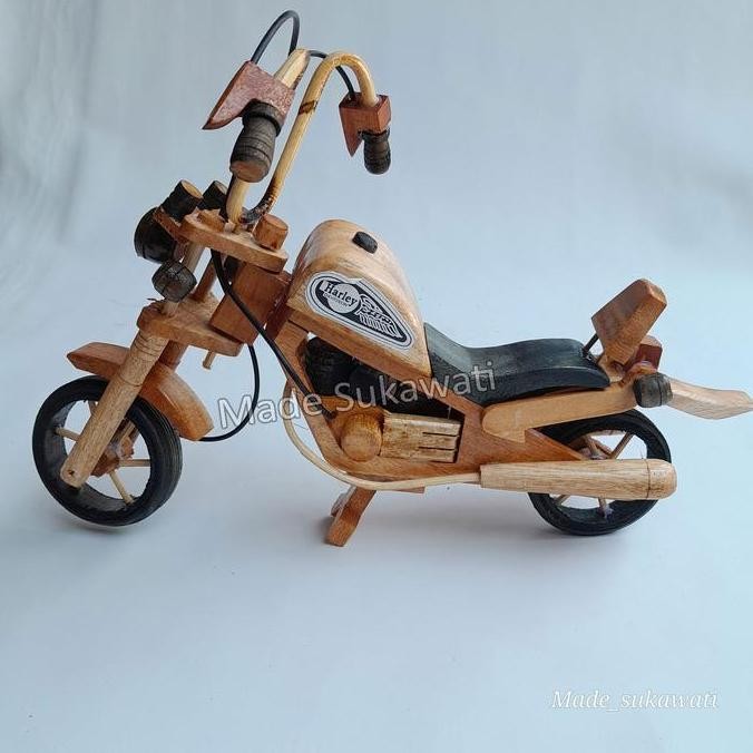 

Kualitas terbaik] Miniatur motor Harley L 35cm kerajinan kayu handmade