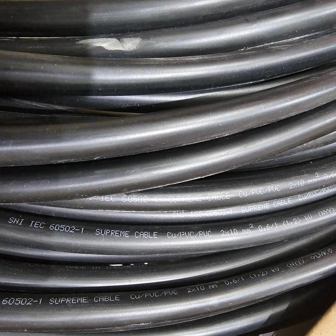 TERMURAH - Kabel listrik tunggal hitam nyy 2x10 Supreme 2 x 10 mm permeter