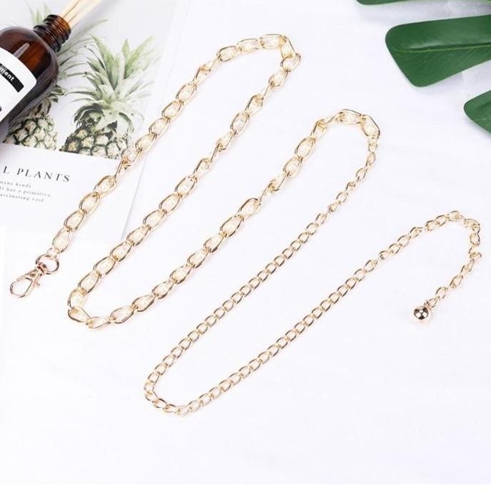 DE140 >> Ikat Pinggang Tali Rantai Mutiara Mutiara untuk Wanita Korea Fashion Womens Belt Aksesoris 
