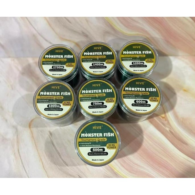 HIVE Monster Fish Senar Pancing Kuat 500m-1800m Bahan Nilon Impor Japan Max Drag 6-30KG