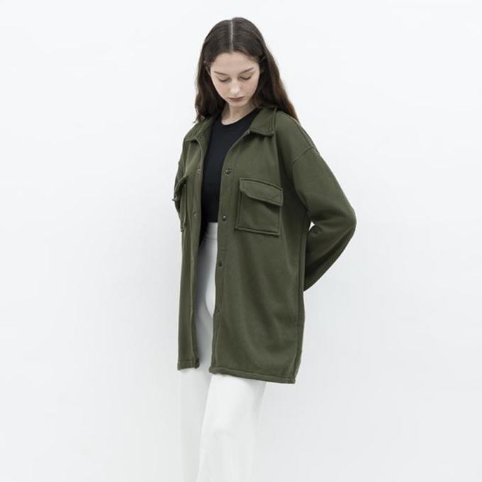 Houseofcuff Jaket Kemeja Casual Pria Wanita Unisex Soft Fleece Army