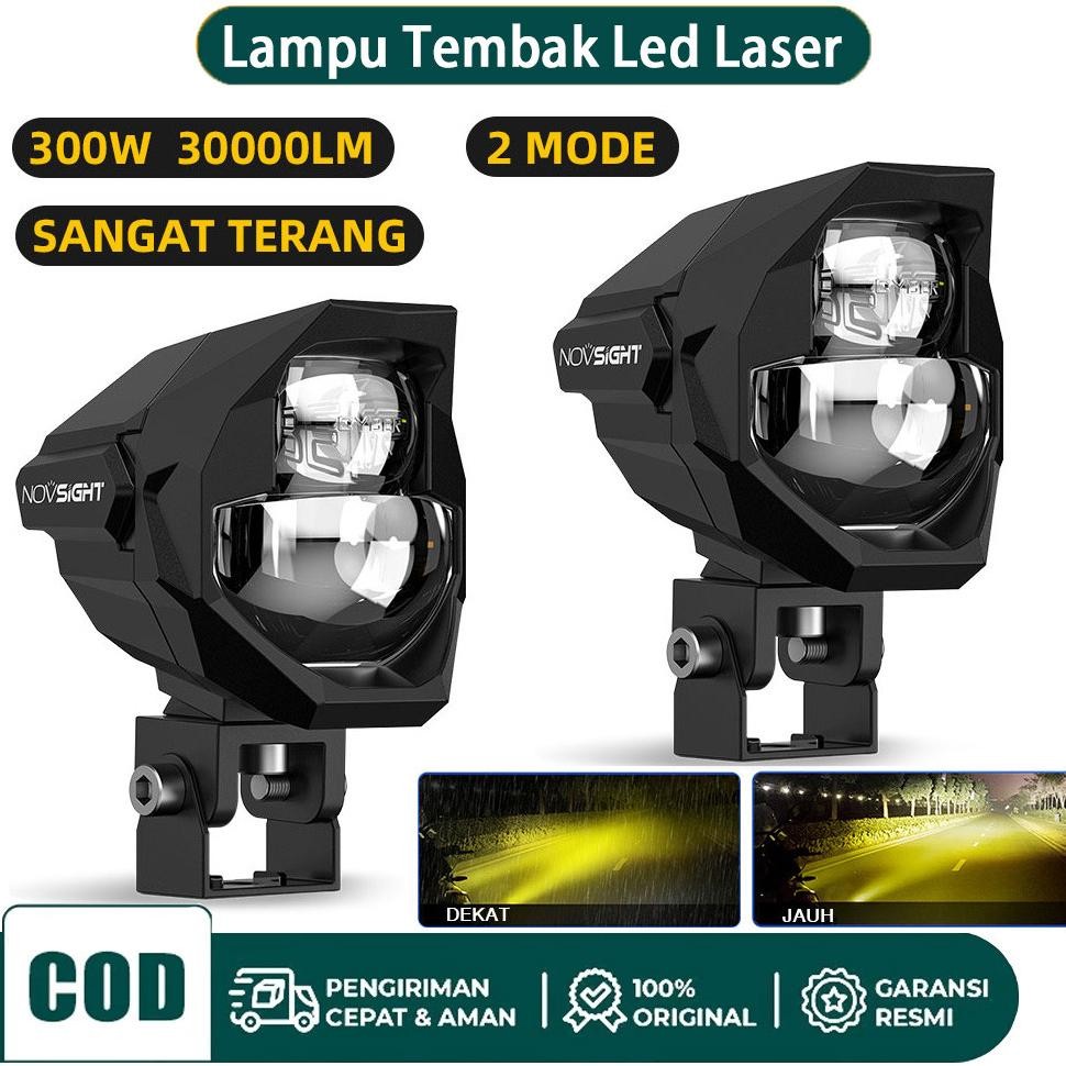 Lampu Tembak Motor Led Laser 300W 30000LM Aluminium Kotak 2 Warna Kuning Putih
