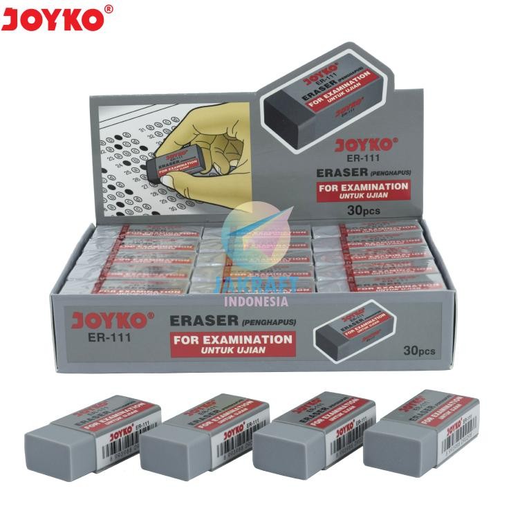 

30 Pcs Grosir Penghapus Pensil Ujian Exam Grade Eraser Joyko Er111 Abuabu Gray Berkualitas Pa