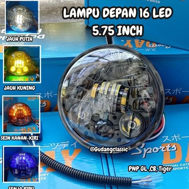 LAMPU LED  5,75 INCH 16 LED SENJA BIRU LAMPU KOTA KUNING PNP BATOK CB GL MEGAPRO TIGER L2G JUTE VAN 