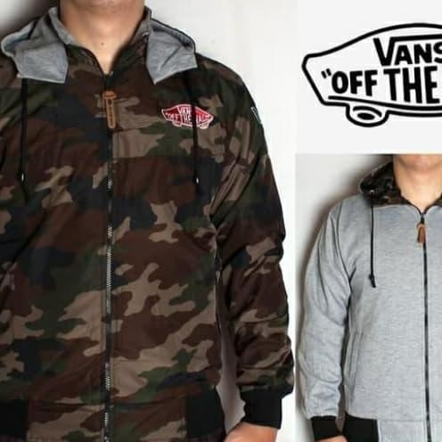 Jaket Pria Doreng Army Bolak Balik Parasut Fleece