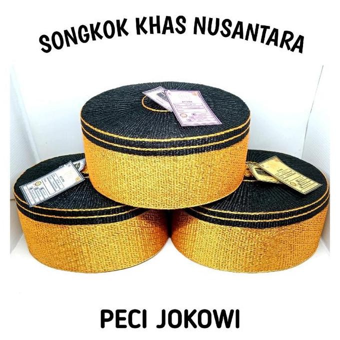 TERLARIS PROMO  Songkok Recca Jokowi serat halus hitam gold Muslim Songkok Kopiah Dewasa Motif Polos