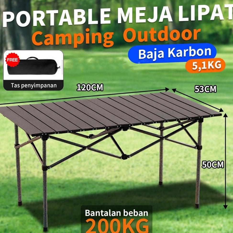 415395120Cm Meja Camping Lipat Outdoor Kursi Lipat Camping Portable Meja Lipat Besar