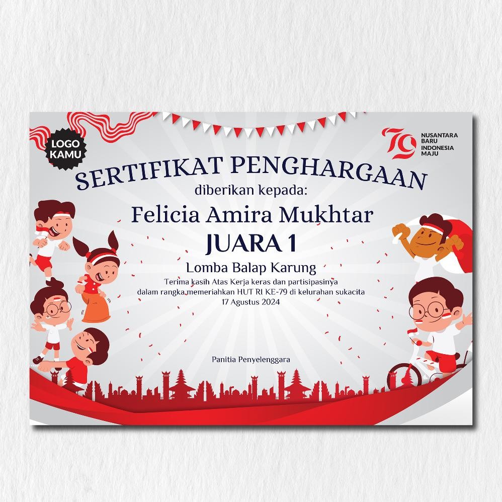 

Hj-43 Sertifikat Lomba 17 Agustus | Cetak Sertifikat Hut Ri | Sertifikat Free Design | Sertifikat