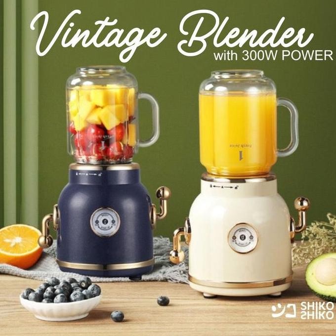 Bldvg Ecx Vintage Juicer Retro Blender Stainless 300W Gelas Kaca Classic Elegant 400Ml Co