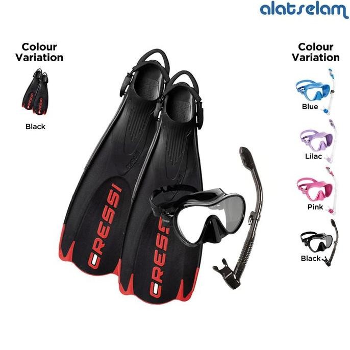 Paket Snorkling Cressi Open Heel Cressi Maui Gold/Alat Selam.Com