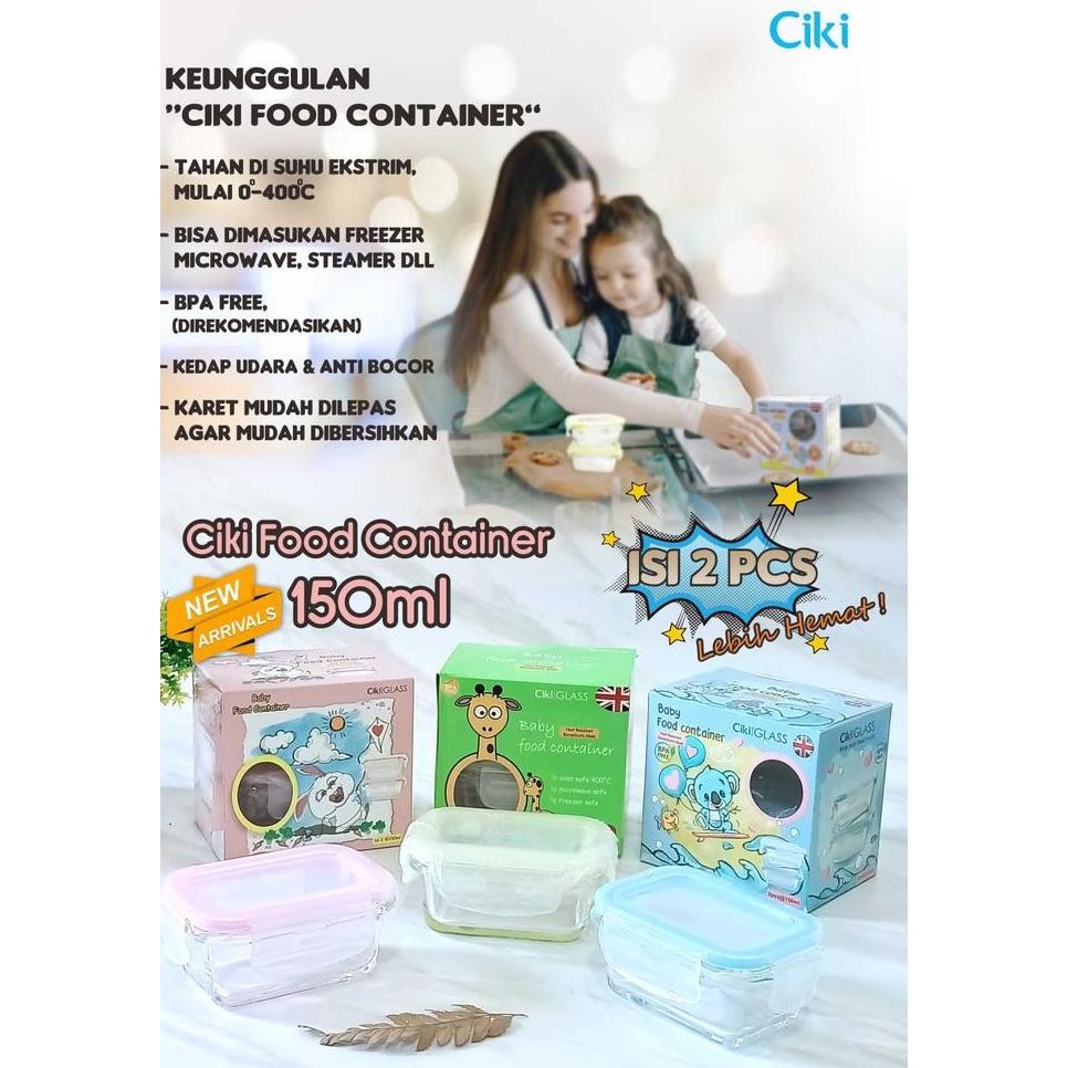 CIKI Glass Baby Food Container Wadah Kaca Mpasi 0ml Isi 2