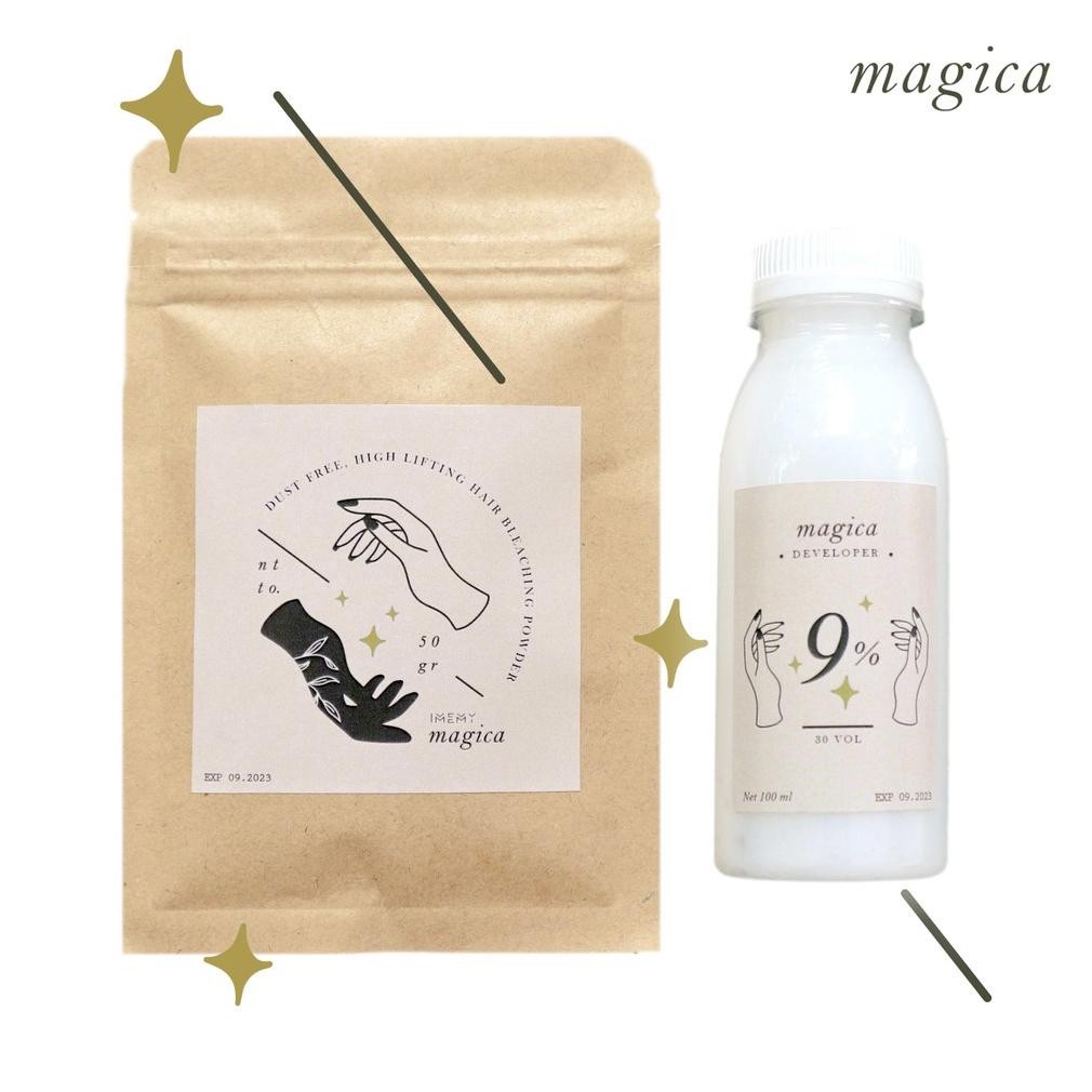 We69 Mgc Magica Bleaching Pewarna Rambut Bleach Powder 50 Gr Developer 100 Ml We69