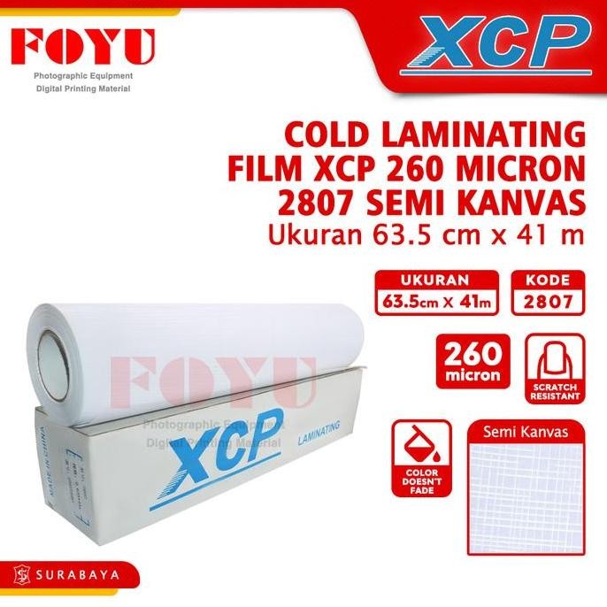 

Plastik Laminasi Laminating Cold Dingin Xcp 260 Mic 63.5Cmx41M Semi Kanvas 2807 Co