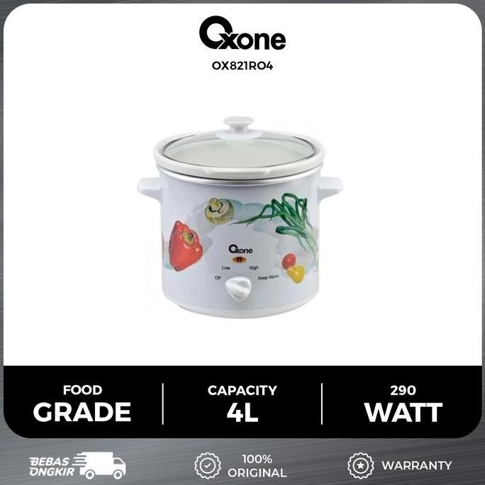Oxone Ox821Ro4 Slow Cooker Panci Kukus Keramik Oval 4L Jumbo Co