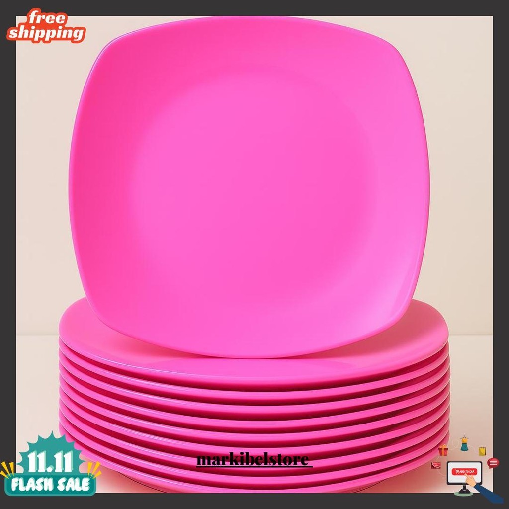 [12 Pcs] Piring Kecil Melamin Kue Snack Ceper Segi 6 Inch Tatakan Ceper Saji Terlaris