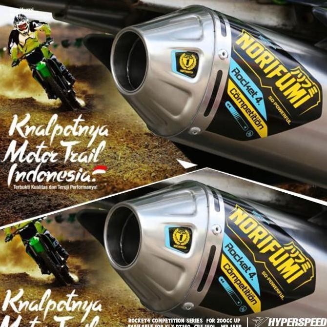 KNALPOT RACING NORIFUMI ROCKET4 COMPETITION PNP UNTUK KLX KLX-BF CRF D'TRACKER WR155 Motorcycle Asli