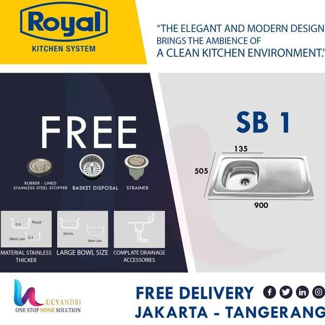 KITCHEN SINK BAK CUCI PIRING STAINLESS ROYAL ROYAL SB
