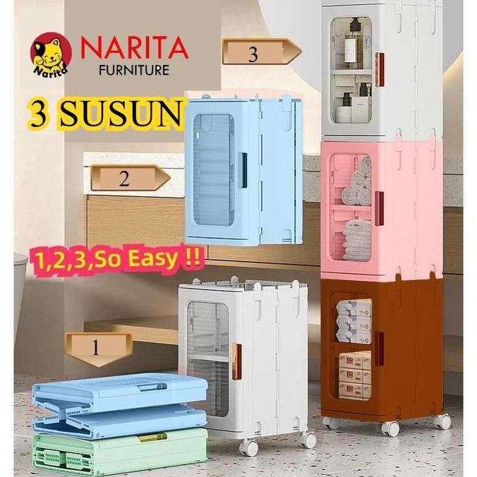 PROMO DISKON - NARITA SUSUN Lemari Lipat Susun Plastik LEORA Lemari Pakaian Plastik Lemari Portable 