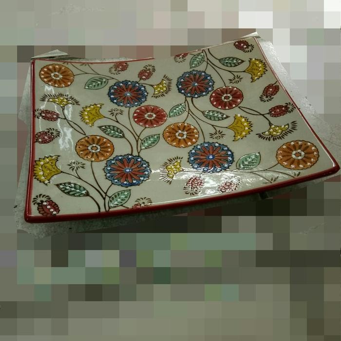 (Best Saller) Piring Saji Keramik / Piring Hias Bunga Warna Warni Ukuran 20 X 25Cm Bestseller