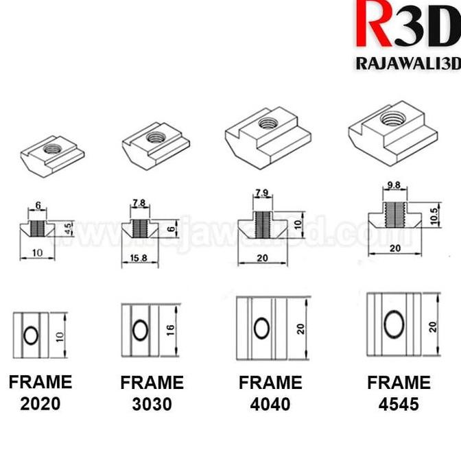 T Nut M4 Tee Nut T Sliding Nut 20-M4 Square Aluminium Profile 2020