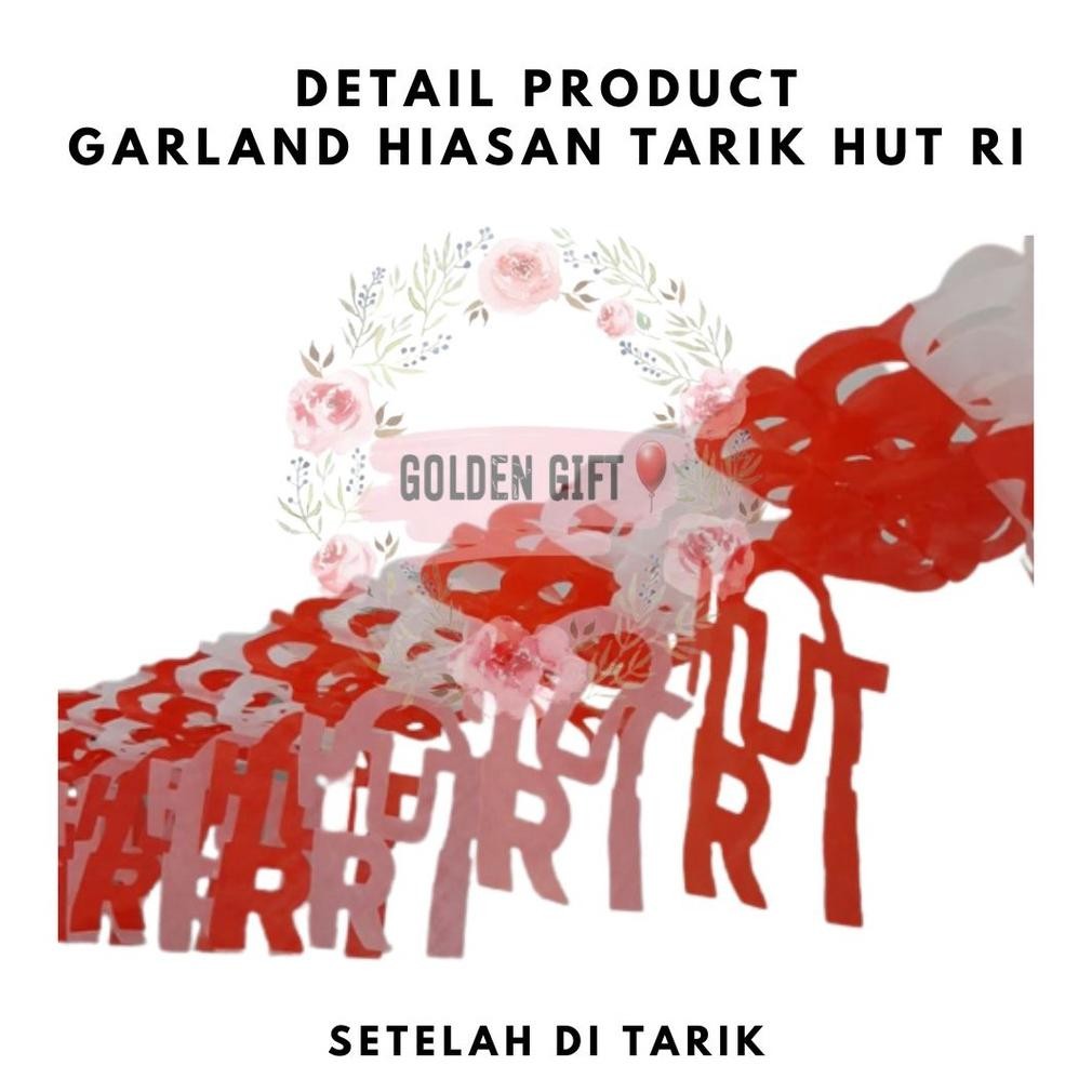 Ad-77 Garland Tarik Hiasan Kertas Dekorasi Dirgahayu Hut Ri Merah Putih/ Hiasan 17Agustus/Banner Gar