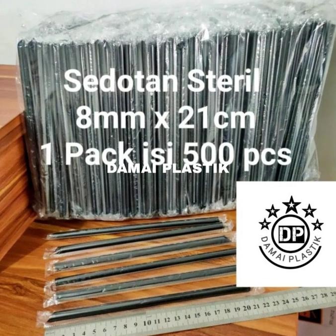 SEDOTAN PLASTIK 8MM 20CM 500PCS Sedotan Bubble Boba Cochoc Steril aSt