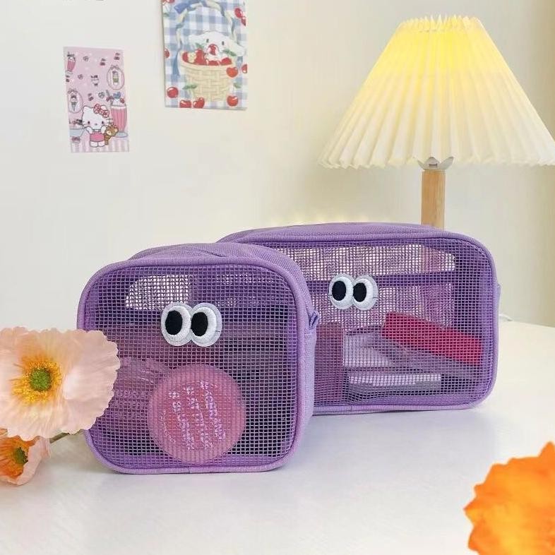 

Eqw-68 [Miloli] Pouch Kosmetik Jaring Big Eyes Storage Box Travel Kotak Pensil Aesthetic Tempat Pensil - F0215 Eqw-68