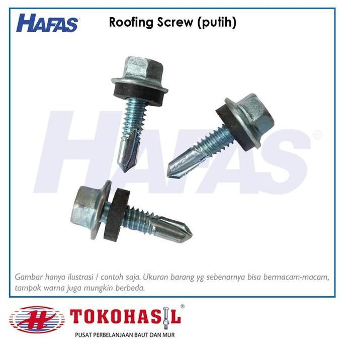 Roofing Screw M5 X 45 - 24T (Putih) | Sekrup Drilling - 1 Box (600 Pcs)