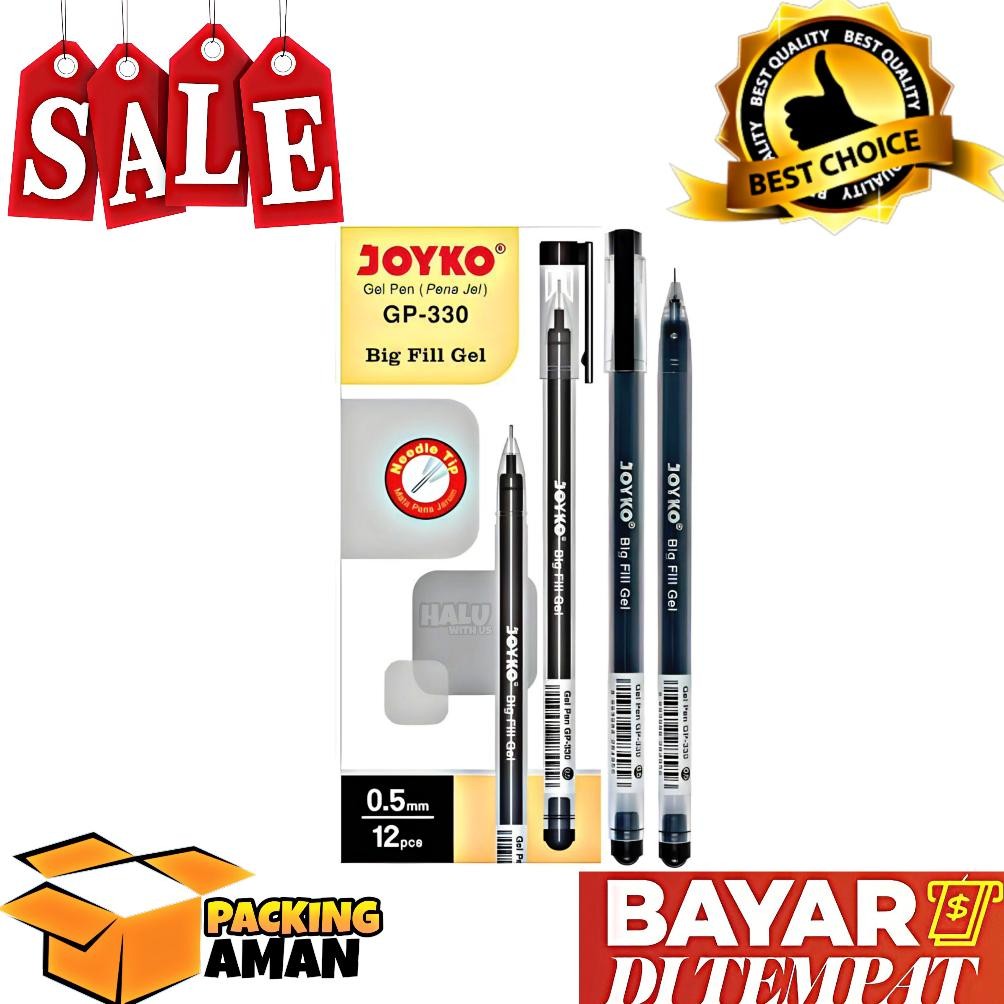 

Hj-54 (Bisa Cod) Promo 12 Pcs Gel Pen Pulpen Pena Joyko Gp-330 Big Fill Gel 0.5 Mm Hitam Hj-54