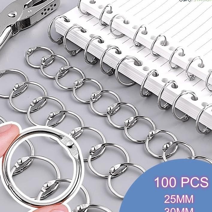 

100Pcs 25Mm 30Mm Binder Ring Besi Ring Buku Sampel Buka Tutup Bahan Logam Gaanis Ring Binder Ninkel